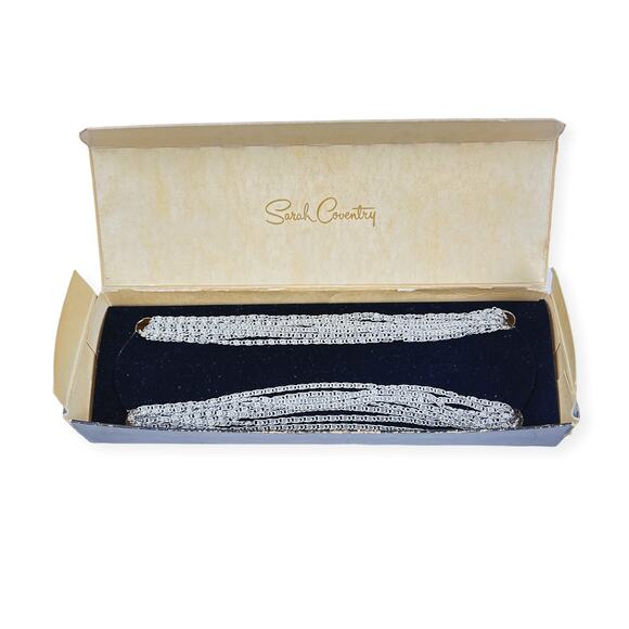 Sarah Coventry Silvery Cascade Multi Strand Necklace 18" Original Box Vintage - Picture 3 of 13